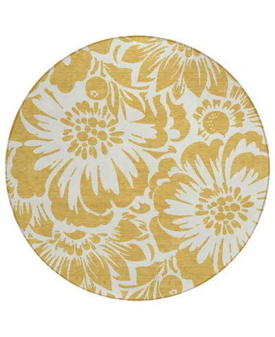 Addison Chantille Machine Washable Acn551 8'x8' Round Area Rug In Yellow