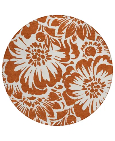 Addison Chantille Machine Washable Acn551 8'x8' Round Area Rug In Orange