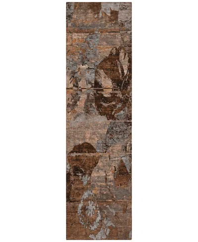 Addison Chantille Machine Washable Acn555 2'3x7'6 Runner Area Rug In Terracotta