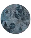 Addison Chantille Machine Washable Acn555 8'x8' Round Area Rug In Denim