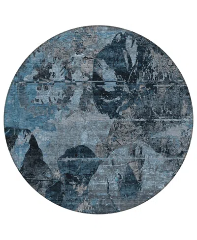 Addison Chantille Machine Washable Acn555 8'x8' Round Area Rug In Denim