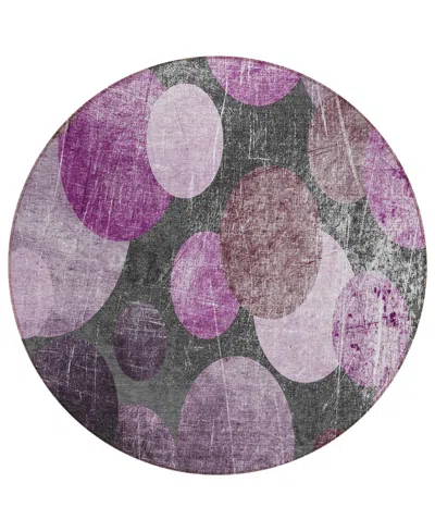 Addison Chantille Machine Washable Acn556 8'x8' Round Area Rug In Plum,mauve