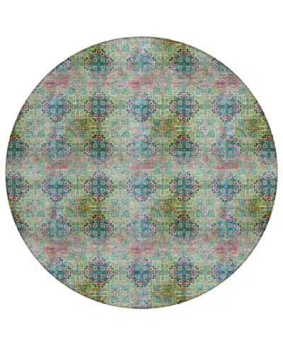 Addison Chantille Machine Washable Acn557 8'x8' Round Area Rug In Green