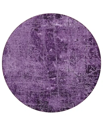 Addison Chantille Machine Washable Acn559 8'x8' Round Area Rug In Purple