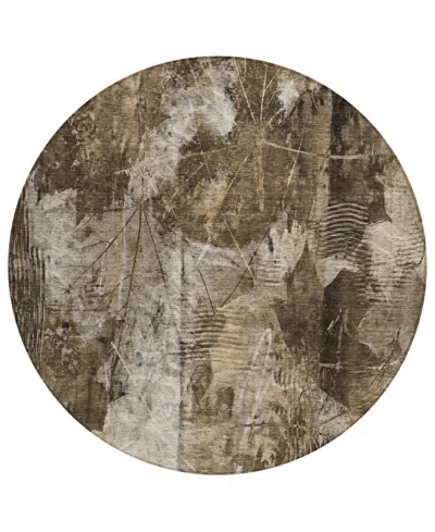 Addison Chantille Machine Washable Acn560 8'x8' Round Area Rug In Taupe