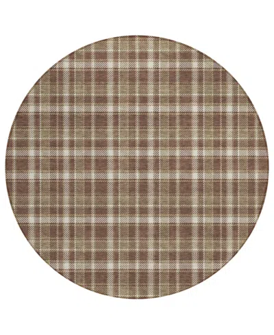 Addison Chantille Machine Washable Acn563 8'x8' Round Area Rug In Chocolate