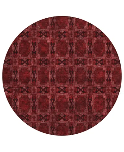 Addison Chantille Machine Washable Acn564 8'x8' Round Area Rug In Burgundy