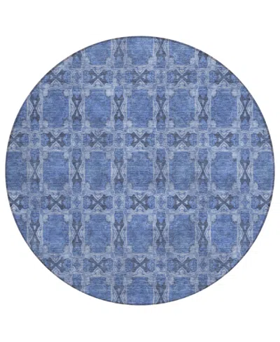 Addison Chantille Machine Washable Acn564 8'x8' Round Area Rug In Denim