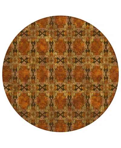Addison Chantille Machine Washable Acn564 8'x8' Round Area Rug In Paprika