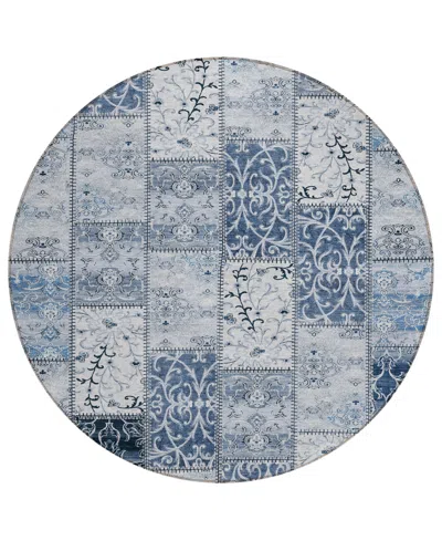Addison Chantille Machine Washable Acn566 8'x8' Round Area Rug In Denim