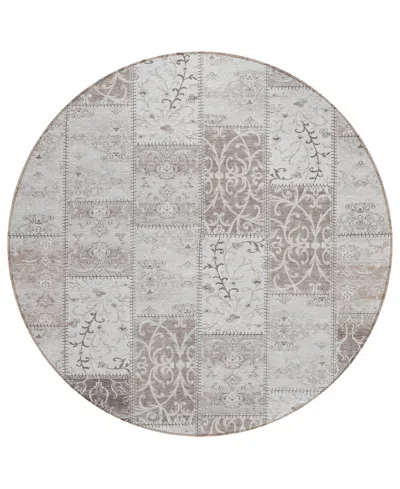 Addison Chantille Machine Washable Acn566 8'x8' Round Area Rug In Taupe