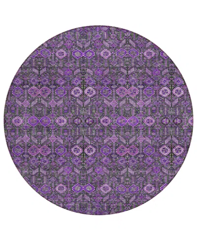 Addison Chantille Machine Washable Acn574 8'x8' Round Area Rug In Purple
