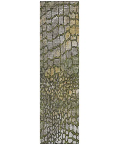 Addison Chantille Machine Washable Acn988 2'3"x7'6" Runner Area Rug In Olive