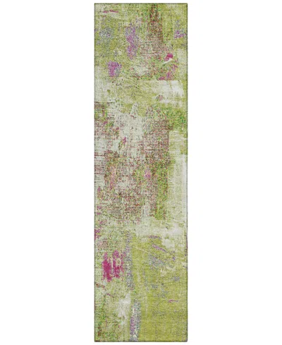 Addison Chantille Machine Washable Acn989 2'3"x7'6" Runner Area Rug In Lime