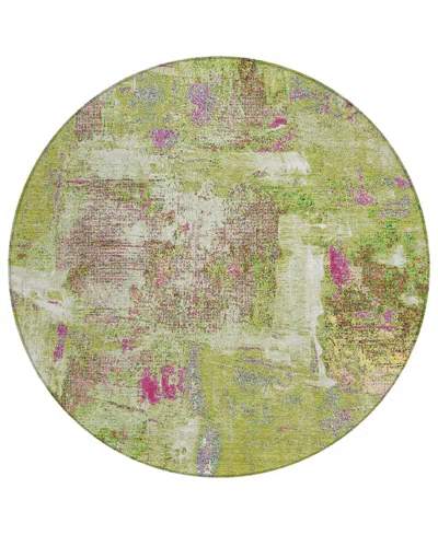 Addison Chantille Machine Washable Acn989 8'x8' Round Area Rug In Lime