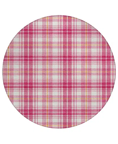 Addison Chantille Machine Washable Acn993 8'x8' Round Area Rug In Rose