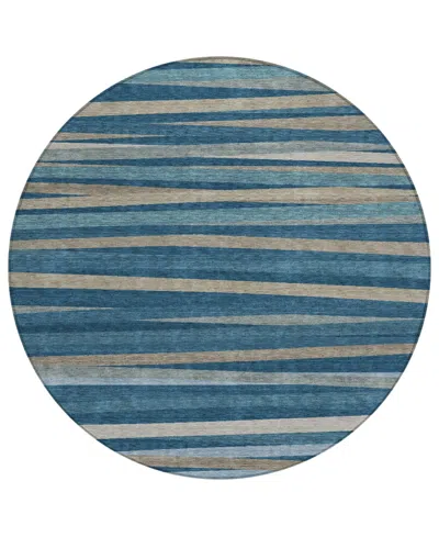 Addison Chantille Machine Washable Acn997 8'x8' Round Area Rug In Denim