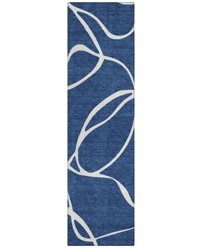 Addison Chantille Machine Washable Acn999 2'3"x7'6" Runner Area Rug In Navy