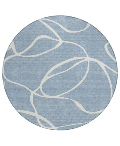 Addison Chantille Machine Washable Acn999 8'x8' Round Area Rug In Denim