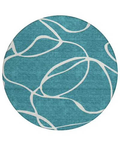 Addison Chantille Machine Washable Acn999 8'x8' Round Area Rug In Teal
