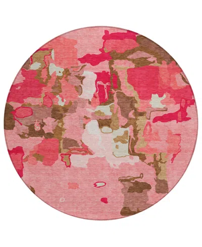 Addison Chantille Mahine Washable Acn1028 8'x8' Round Area Rug In Coral