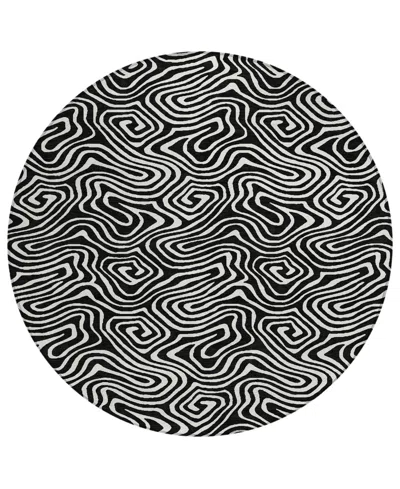Addison Chantille Mahine Washable Acn1030 8'x8' Round Area Rug In Black