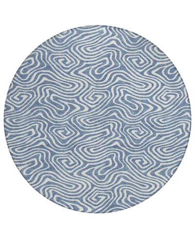 Addison Chantille Mahine Washable Acn1030 8'x8' Round Area Rug In Denim
