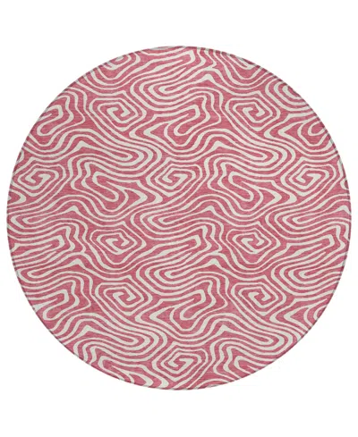 Addison Chantille Mahine Washable Acn1030 8'x8' Round Area Rug In Rose