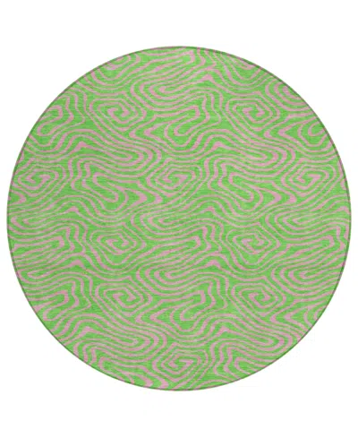 Addison Chantille Mahine Washable Acn1031 8'x8' Round Area Rug In Lime