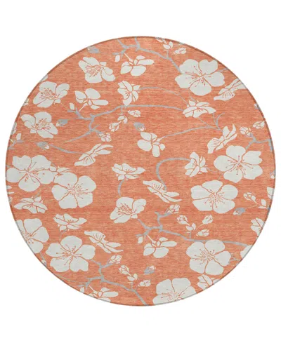 Addison Chantille Mahine Washable Acn1032 8'x8' Round Area Rug In Coral