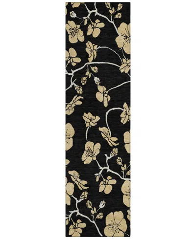 Addison Chantille Machine Washable Acn1034 2'3"x7'6" Runner Area Rug In Black