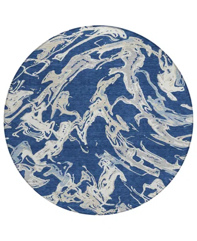 Addison Chantille Mahine Washable Acn1035 8'x8' Round Area Rug In Navy