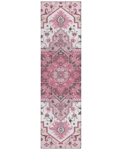 Addison Chantille Mahine Washable Acn1036 2'3"x7'6" Runner Area Rug In Pink