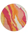 Addison Chantille Mahine Washable Acn1047 8'x8' Round Area Rug In Rose