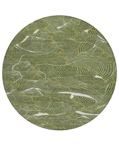 Addison Chantille Mahine Washable Acn1048 8'x8' Round Area Rug In Olive