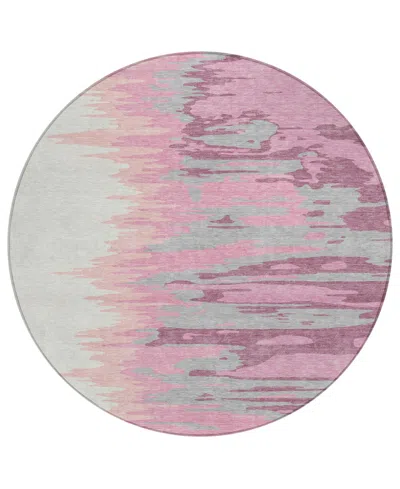 Addison Chantille Mahine Washable Acn1050 8'x8' Round Area Rug In Rose