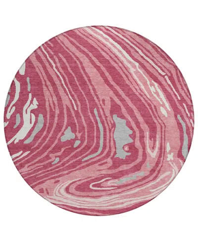 Addison Chantille Mahine Washable Acn1051 8'x8' Round Area Rug In Rose