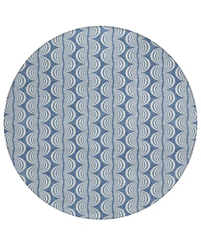 Addison Chantille Mahine Washable Acn1055 8'x8' Round Area Rug In Denim