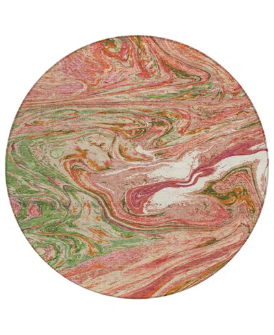 Addison Chantille Mahine Washable Acn1061 8'x8' Round Area Rug In Coral