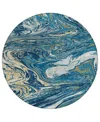 Addison Chantille Mahine Washable Acn1061 8'x8' Round Area Rug In Navy