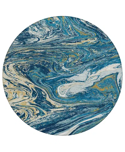 Addison Chantille Mahine Washable Acn1061 8'x8' Round Area Rug In Navy