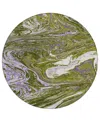 Addison Chantille Mahine Washable Acn1061 8'x8' Round Area Rug In Olive
