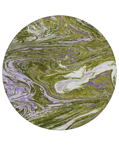 Addison Chantille Mahine Washable Acn1061 8'x8' Round Area Rug In Olive
