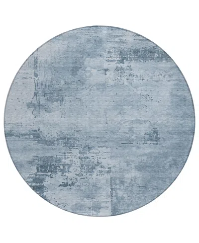 Addison Chantille Mahine Washable Acn1062 8'x8' Round Area Rug In Denim
