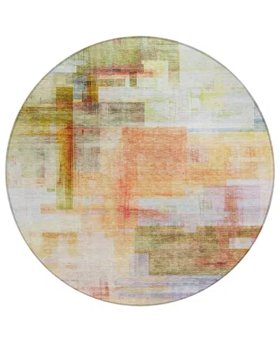 Addison Chantille Mahine Washable Acn1067 8'x8' Round Area Rug In Coral