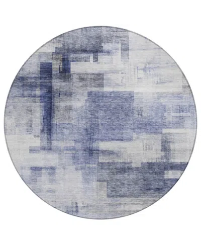 Addison Chantille Mahine Washable Acn1067 8'x8' Round Area Rug In Denim