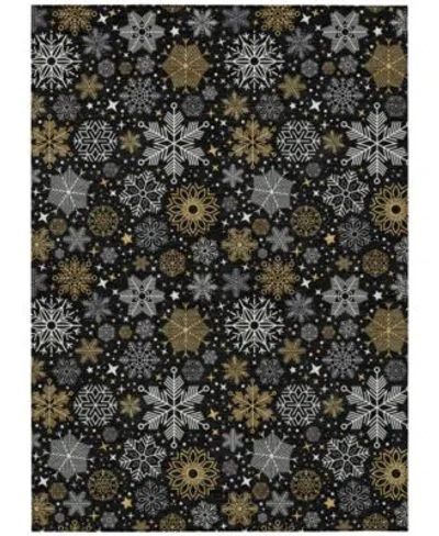 Addison Holiday Washable Indoor Outdoor Acn1823 Rug Collection In Black