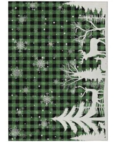 Addison Holiday Washable Indoor Outdoor Acn1824 Rug Collection In Green