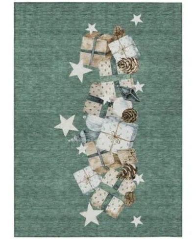 Addison Holiday Washable Indoor Outdoor Acn1825 Rug Collection In Green