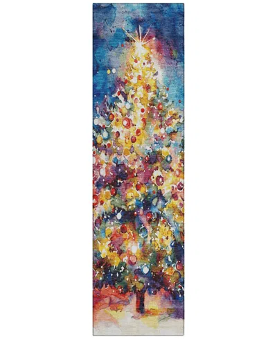 Addison Holiday Washable Indoor/outdoor Acn1806 2'3"x7'6" Runner Area Rug In Blue